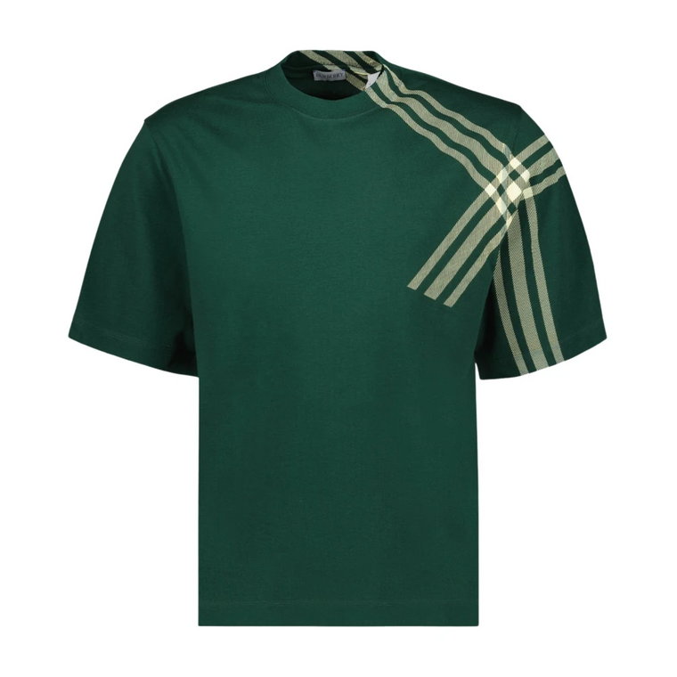 Zielony T-shirt z Bawełny Okrągły Dekolt Burberry