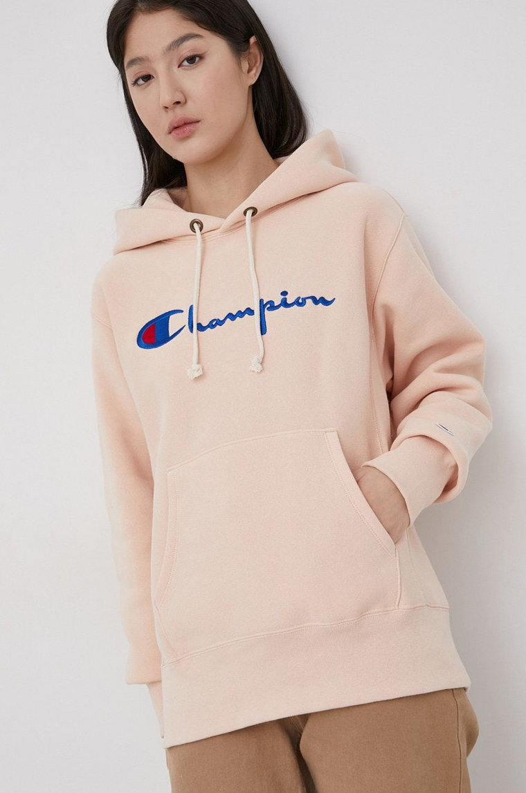 Champion Bluza 114788 damska kolor różowy z kapturem z aplikacją 114788-WW001
