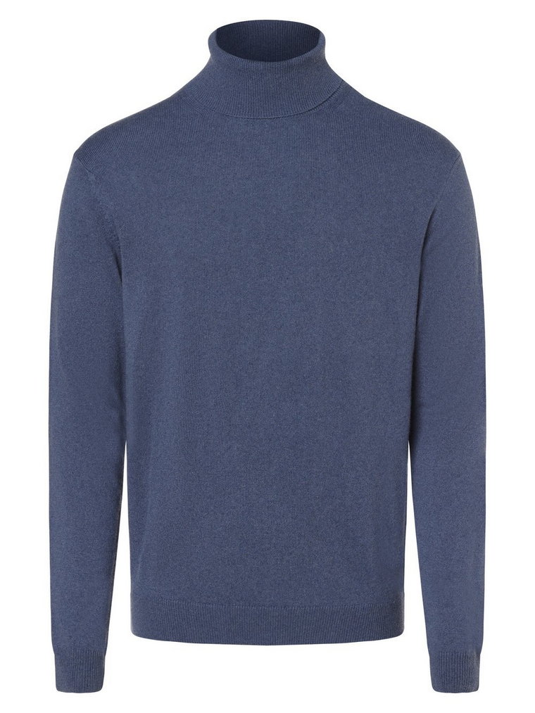 Finshley & Harding - Męski sweter z mieszanki kaszmiru i jedwabiu, niebieski