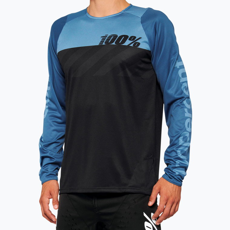 Longsleeve rowerowy męski 100% R-Core black/slate blue