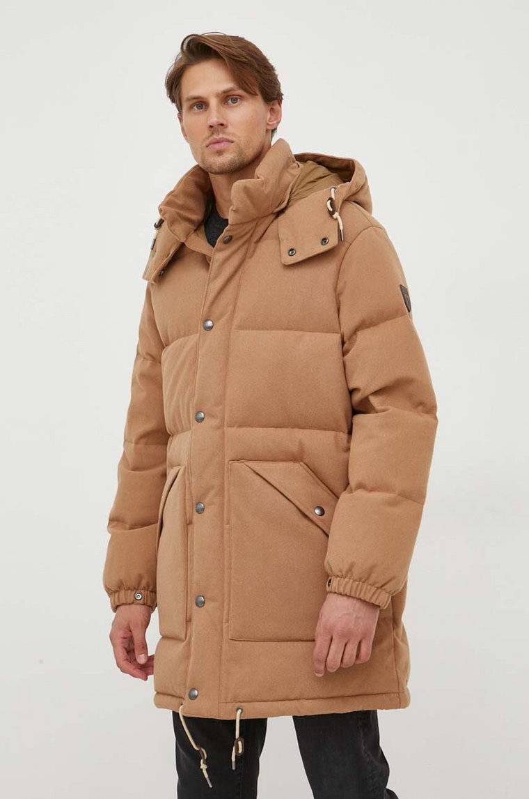 Polo Ralph Lauren kurtka puchowa wełniana kolor beżowy zimowa