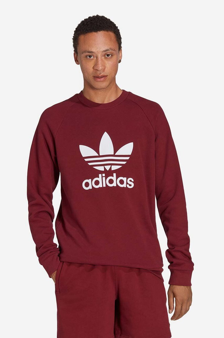 adidas Originals bluza bawełniana Adicolor Classics Trefoil Crewneck Sweatshirt męska kolor czerwony wzorzysta IA4856-CZERWONY