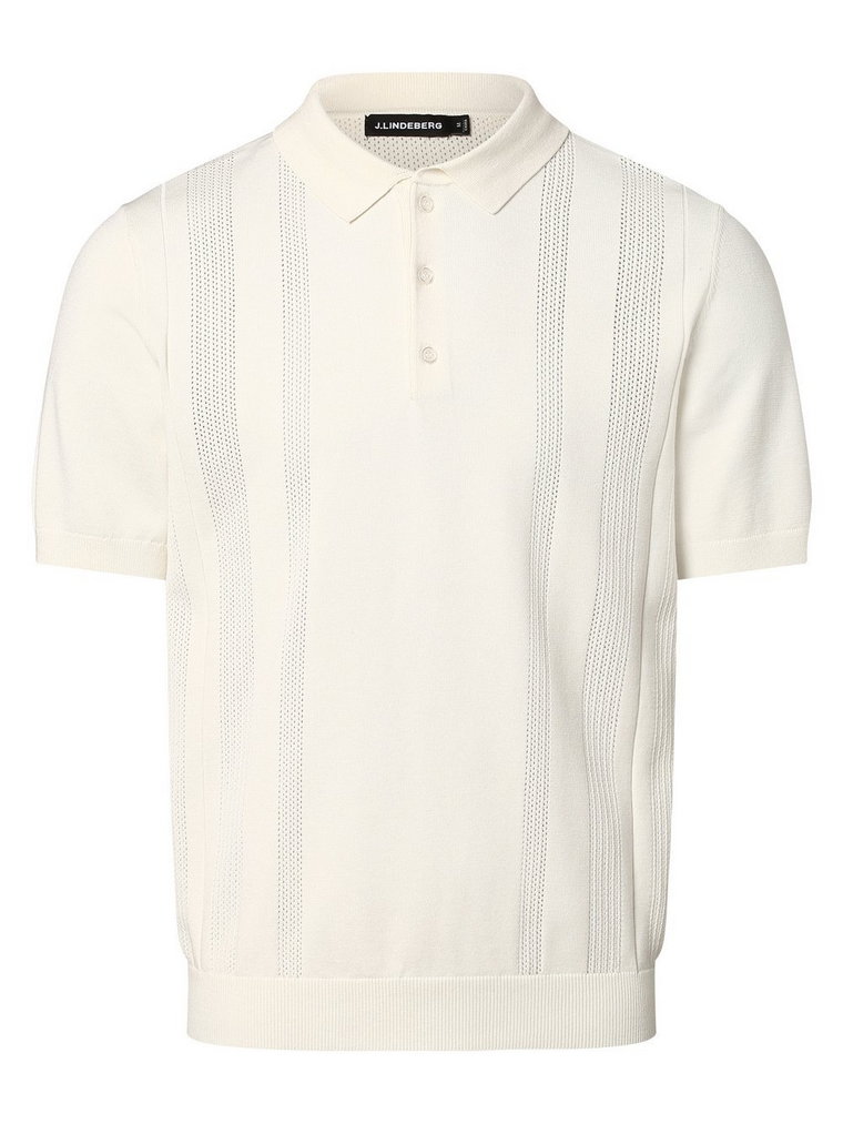 J.Lindeberg - Męska koszulka polo z dodatkiem jedwabiu  Rey, biały