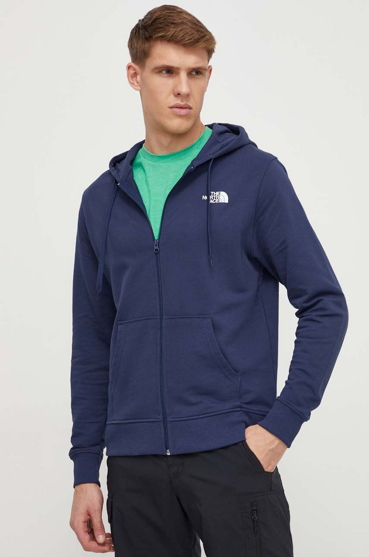 The North Face bluza bawełniana męska kolor granatowy z kapturem z nadrukiem NF00CEP78K21