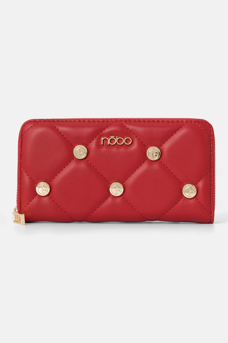 Pikowany portfel Nobo z nitami, czerwony