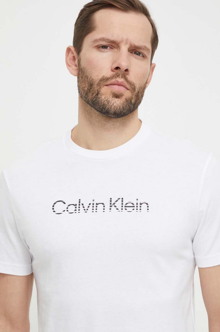 Calvin Klein t-shirt bawełniany męski kolor biały z nadrukiem