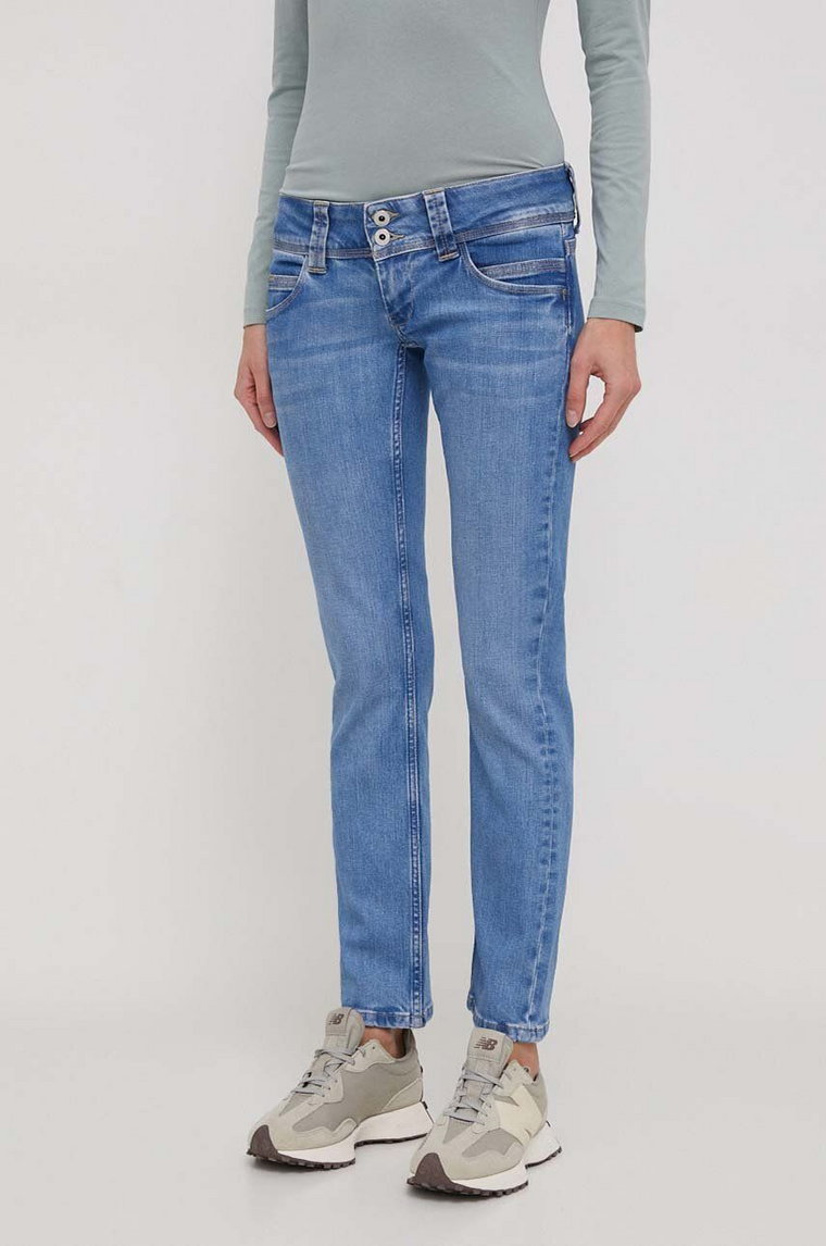 Pepe Jeans jeansy SLIM JEANS LW damskie kolor niebieski PL204586VS3