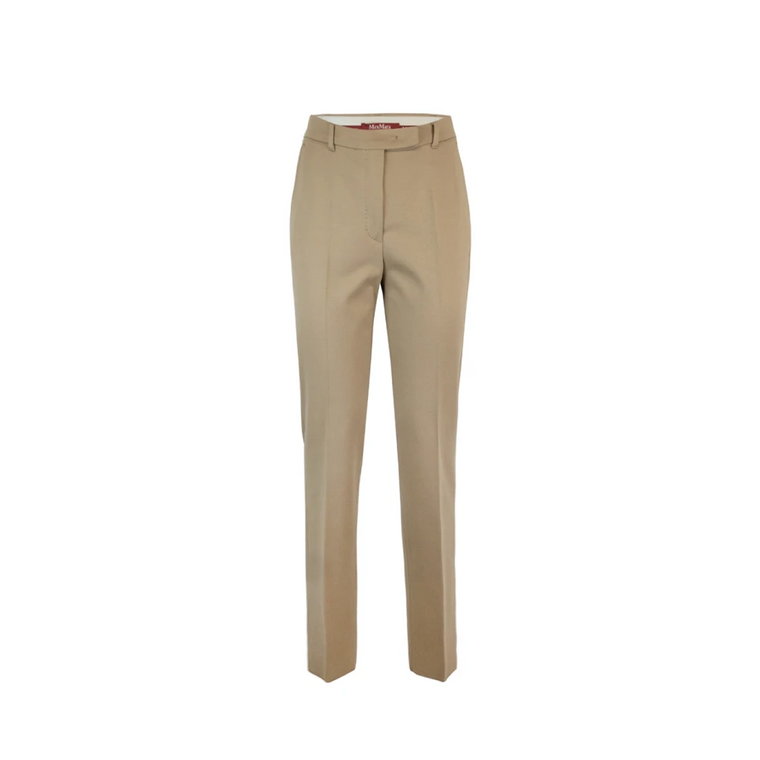 Slim Fit Camel Spodnie Zamek Błyskawiczny Max Mara Studio