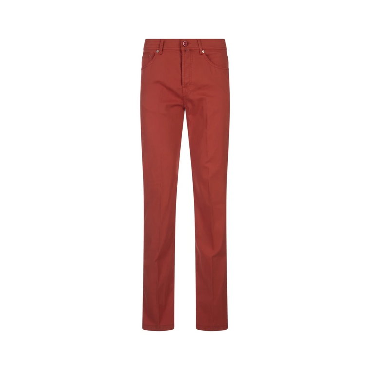 Czerwone Spodnie Straight-Leg z Bawełny Kiton