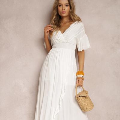 Biała Sukienka z Wiskozy Phaeniore