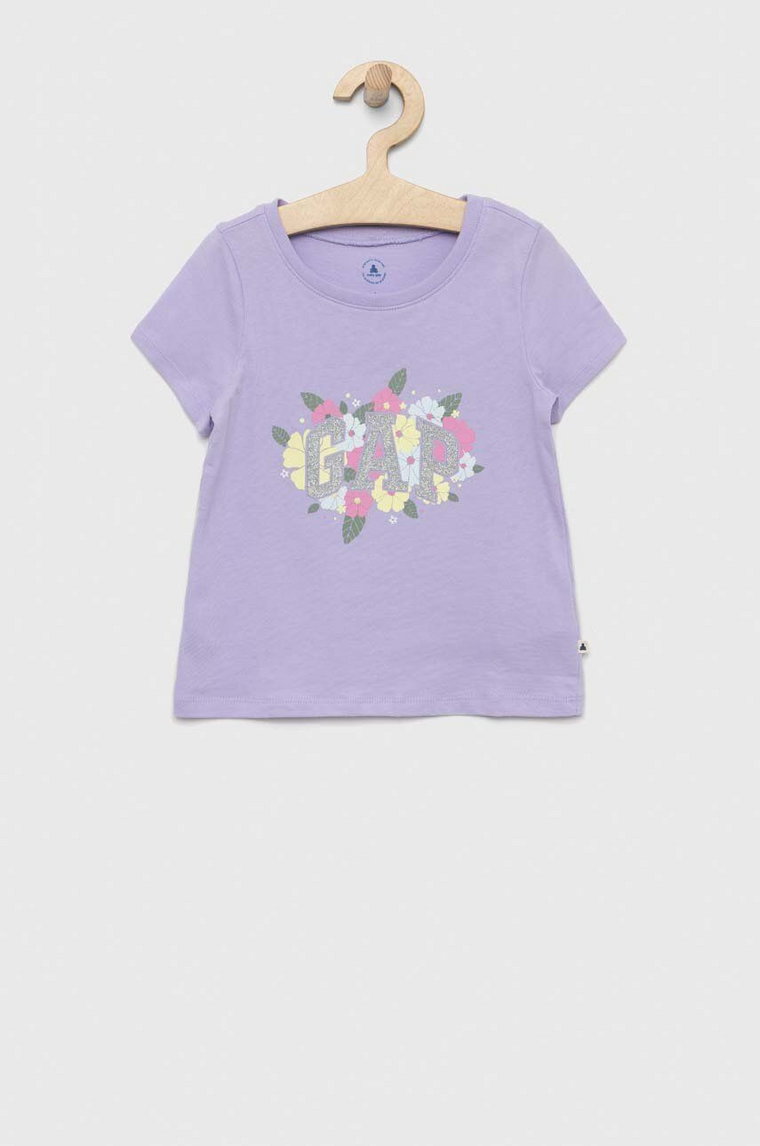 GAP t-shirt bawełniany dziecięcy kolor fioletowy