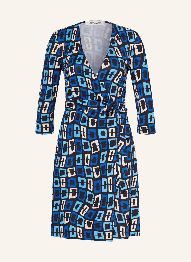 Diane Von Furstenberg Sukienka W Stylu Kopertowym New Julian Z Jedwabiu Z Rękawami 3/4 blau