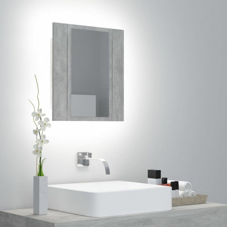 Szafka łazienkowa z lustrem i led, szarość betonu, 40x12x45 cm kod: V-804952