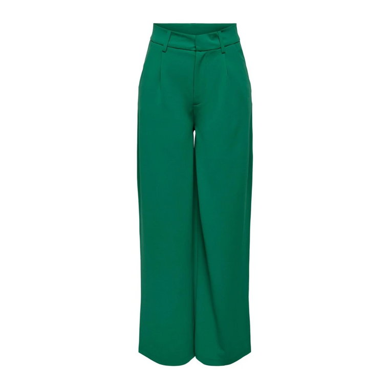 Zielone jednolite spodnie z zamkiem błyskawicznym i zapięciem na guzik Jacqueline de Yong