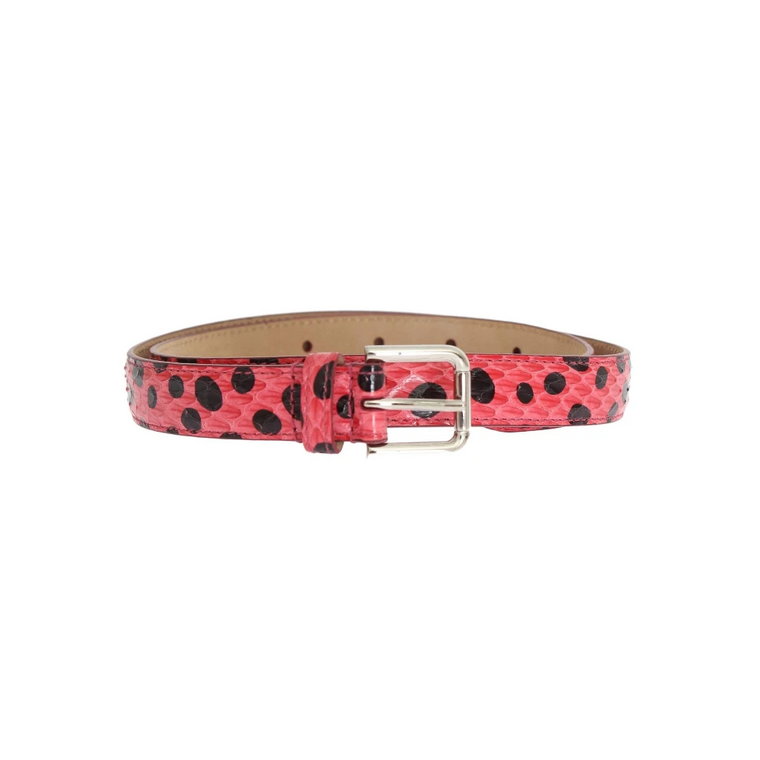 Pink Polka Snakeskin Silver Buckle Belt Dolce & Gabbana