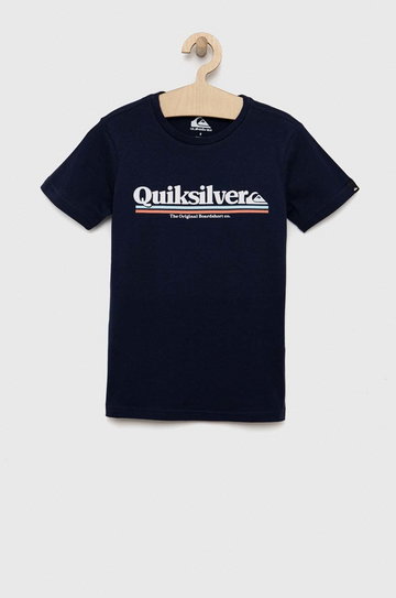 Quiksilver t-shirt bawełniany dziecięcy kolor granatowy z nadrukiem