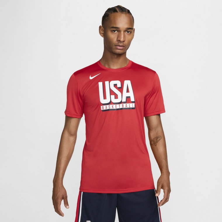 Męski T-shirt do koszykówki Nike USA Practice - Czerwony
