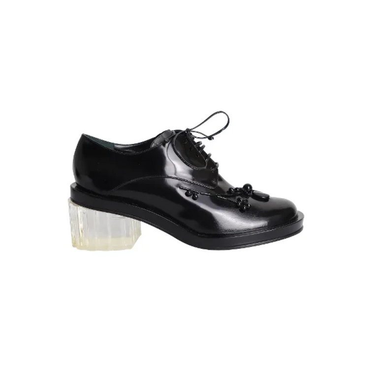 Czarne lakierowane buty na sznurówki Simone Rocha