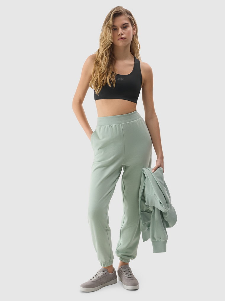 Spodnie dresowe joggery z bawełną organiczną damskie - zielone
