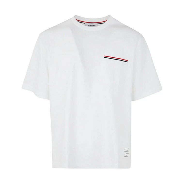 Biała koszulka z kieszenią z bawełny Milano Thom Browne