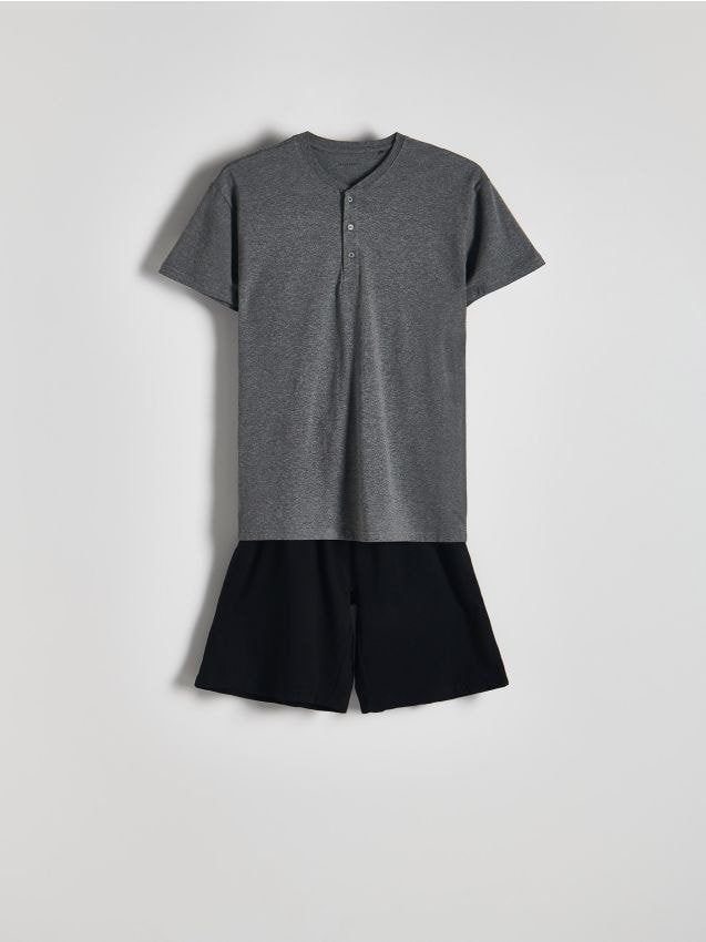 Reserved - Dwuczęściowa piżama z wiskozą - ciemnoszary