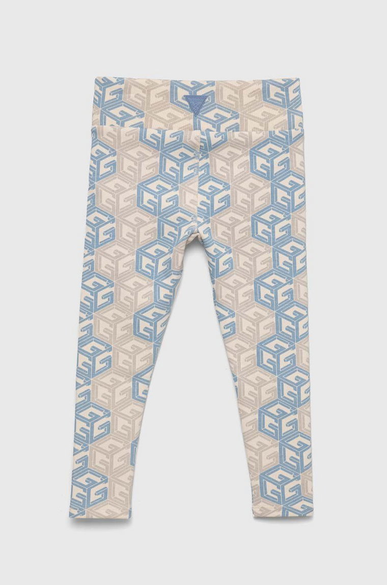 Guess legginsy dziecięce kolor beżowy wzorzyste