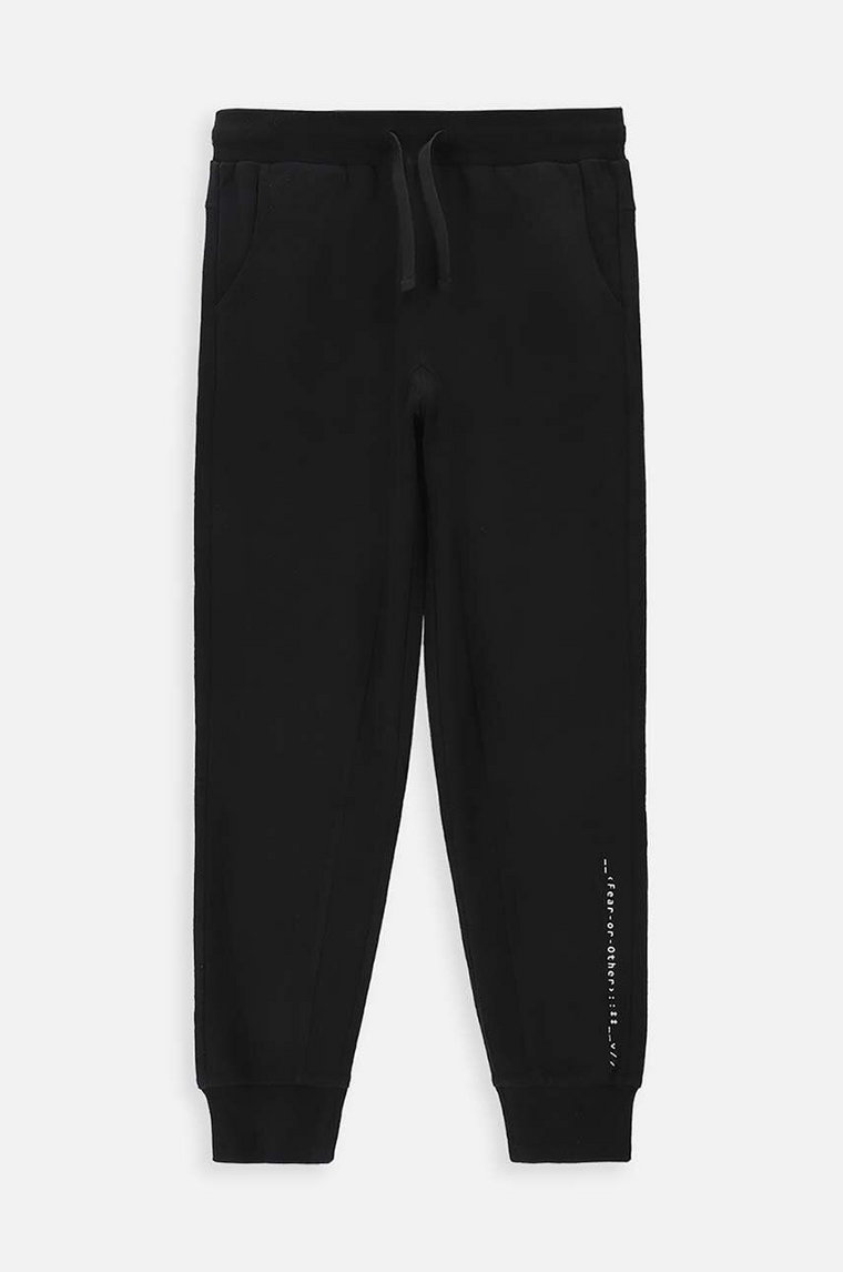 Coccodrillo spodnie dresowe bawełniane dziecięce kolor czarny gładkie