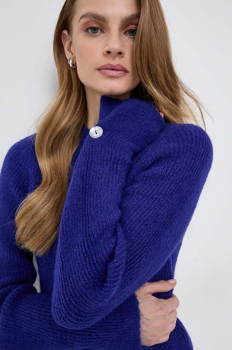 Morgan sweter z domieszką wełny MOUF damski kolor fioletowy