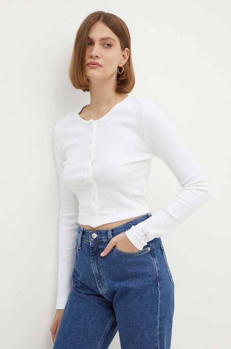 Calvin Klein Jeans kardigan damski kolor biały lekki J20J224057