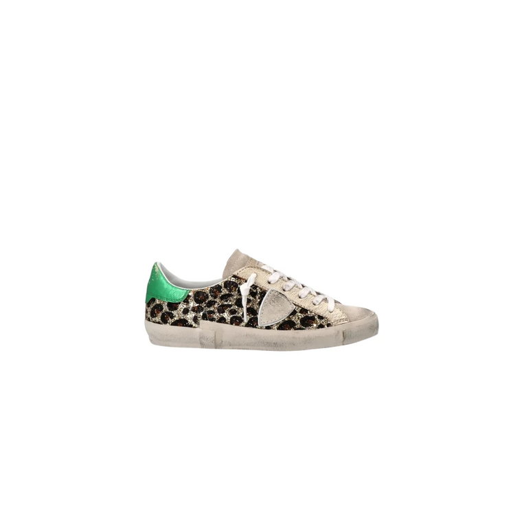 Niskie Sneakersy z Glitter Animal Print Philippe Model