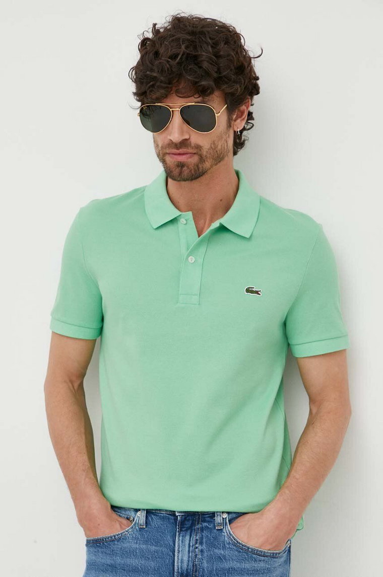 Lacoste polo bawełniane kolor zielony