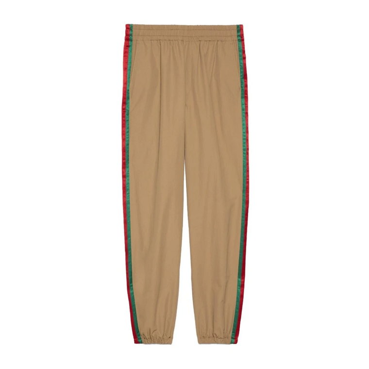 Zielone Spodnie z Paskiem Web-Stripe Gucci