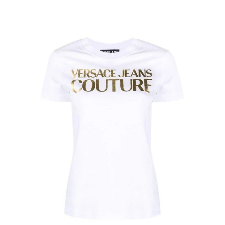 Białe T-shirty i Pola Crewneck z nadrukiem logo Versace Jeans Couture