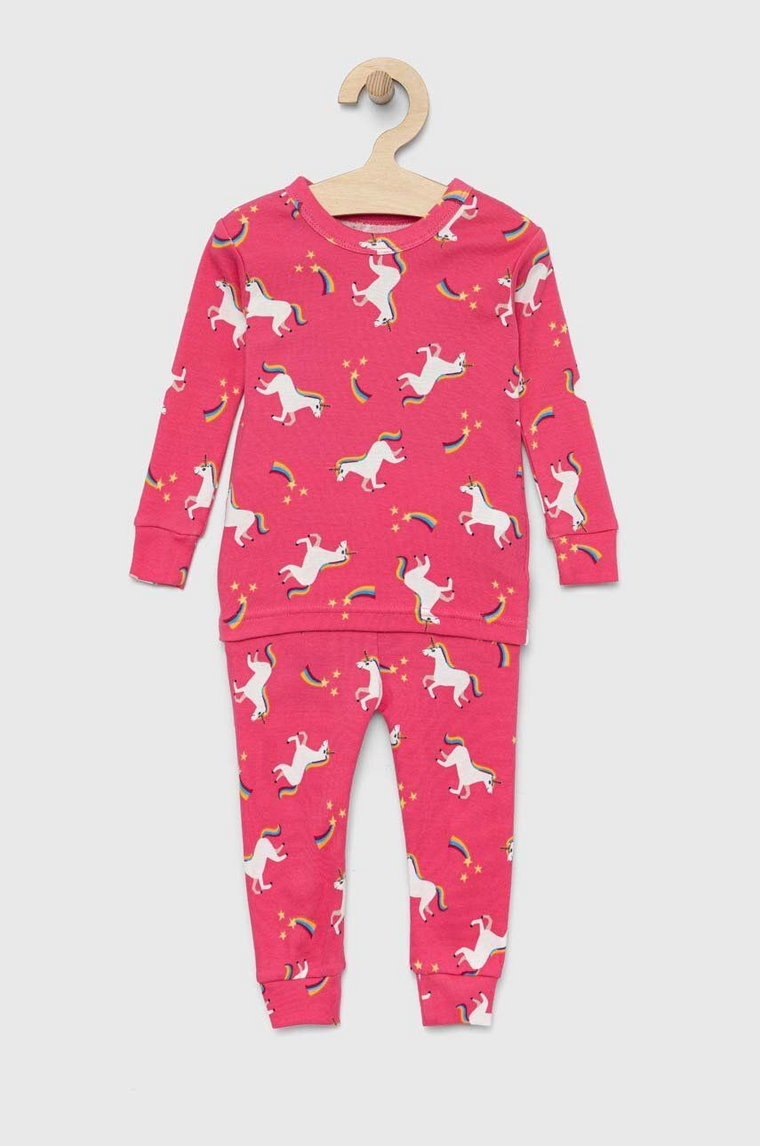 GAP piżama bawełniana dziecięca kolor różowy wzorzysta