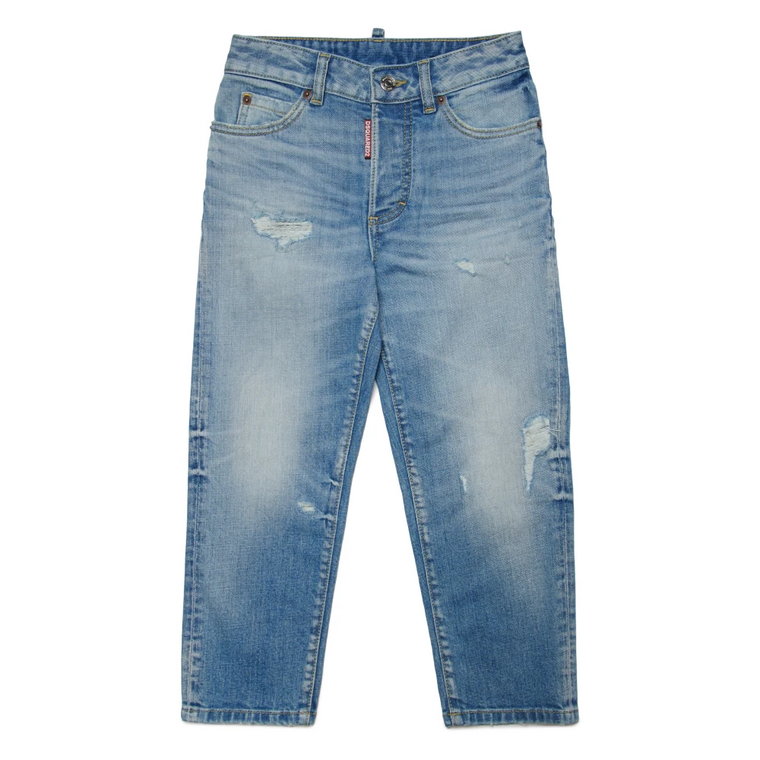 Jasne boyfriend jeans z przetarciami - Boston Dsquared2