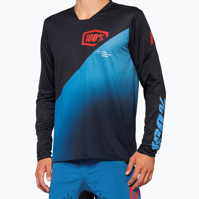 Longsleeve rowerowy męski 100% R-Core-X black/slate blue