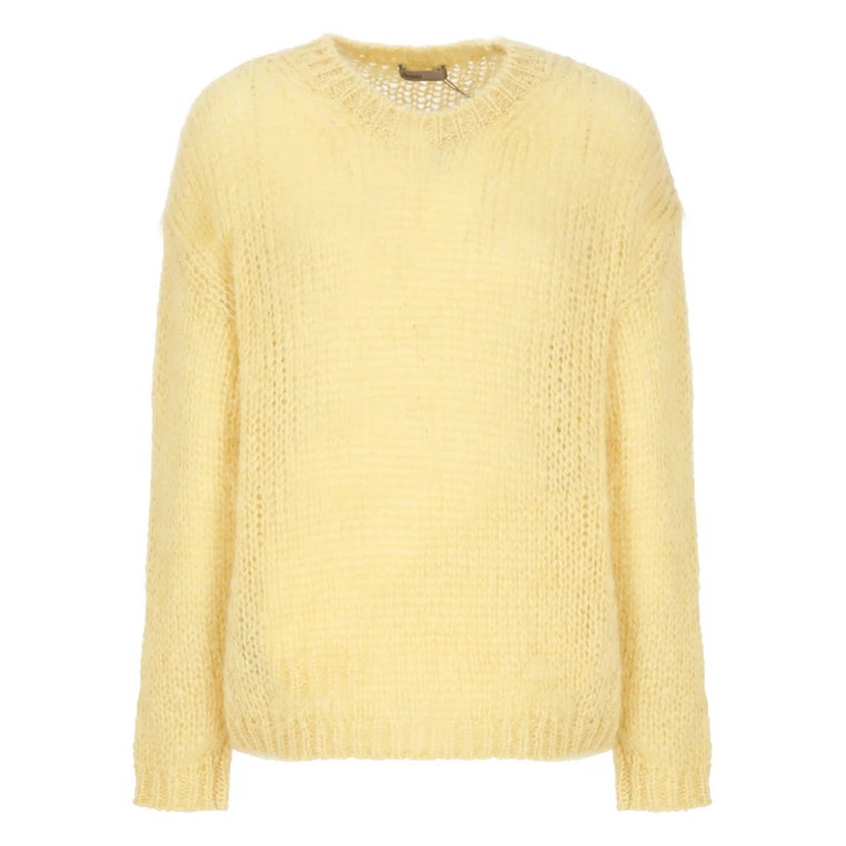 Żółty Sweter z Moheru dla Kobiet Herno