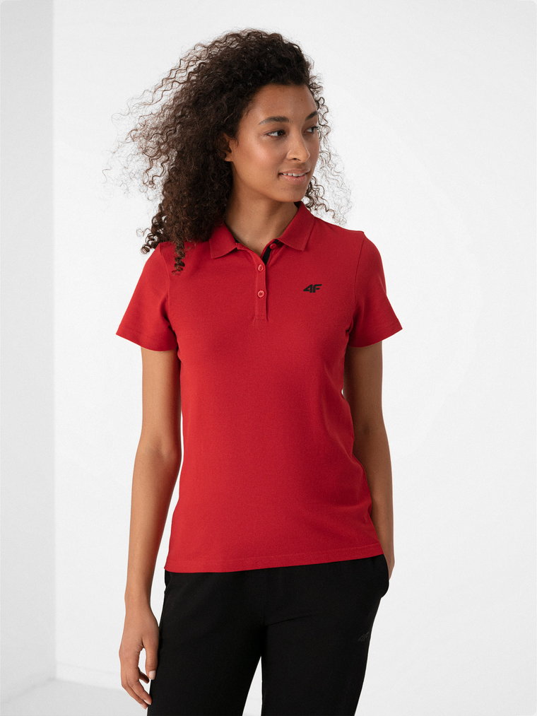 Koszulka polo regular damska - czerwona