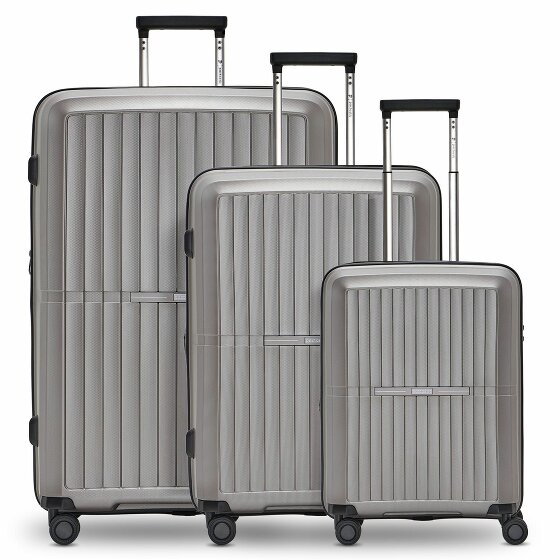 Pactastic Kolekcja 01 Zestaw walizek na 4 kółkach, 3 sztuki, z elastycznym zagięciem grey-coffee metallic