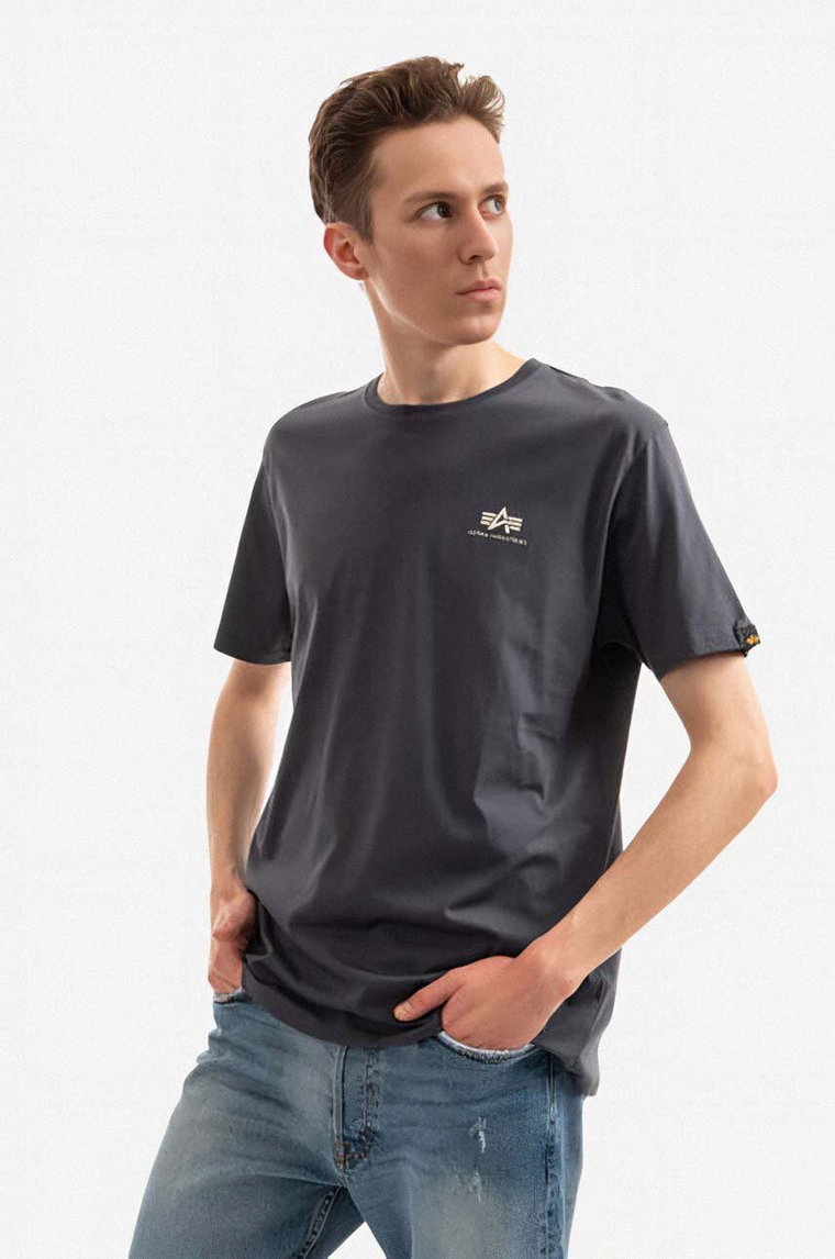 Alpha Industries t-shirt bawełniany męski kolor szary z nadrukiem