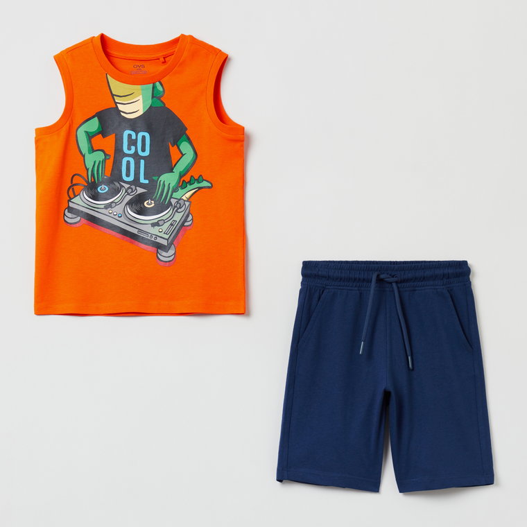 Komplet (koszulka + spodenki) dla dzieci OVS Jogging Set Red Orange 1798819 110 cm Czerwony/Pomarańczowy/Niebieski (8056781050149). Komplety chłopięce