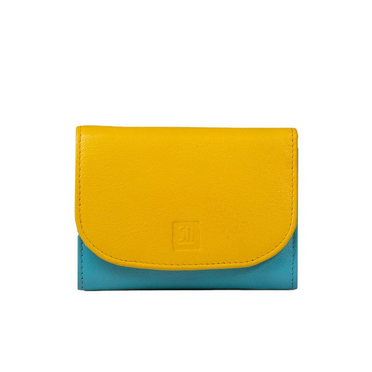 niebiesko-żółty portfel skórzany