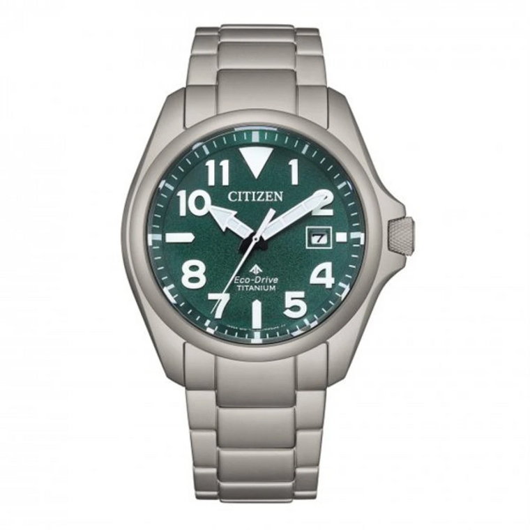 Męski zegarek Bn0241-59W - Zielona tarcza Citizen