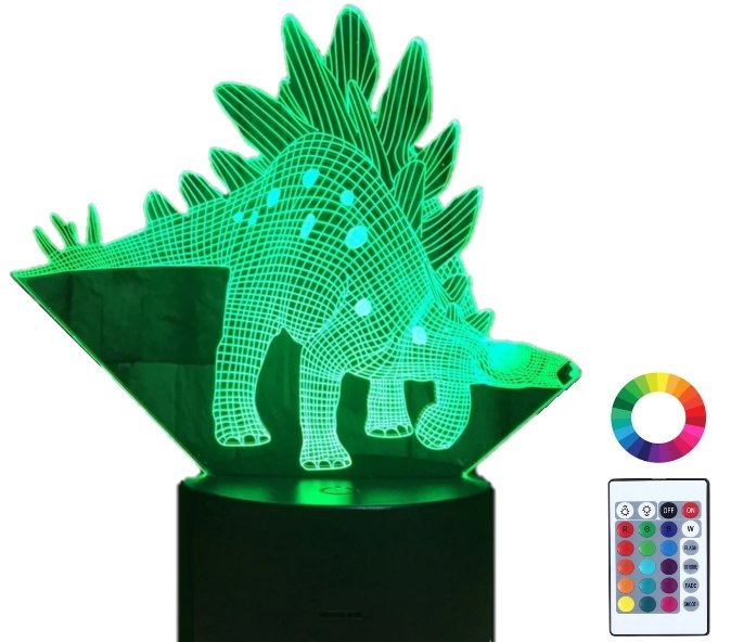 Lampka Nocna LED 3D Dinozaur Stegozaur Grawer Imię