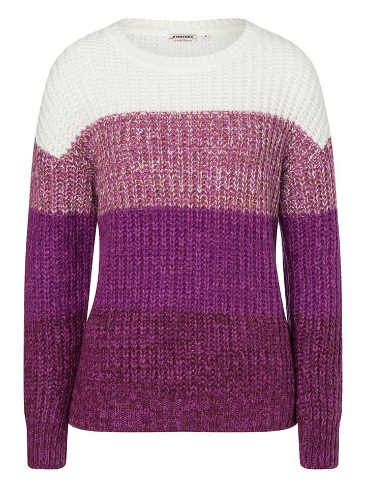 Timezone Sweter w kolorze fioletowo-białym