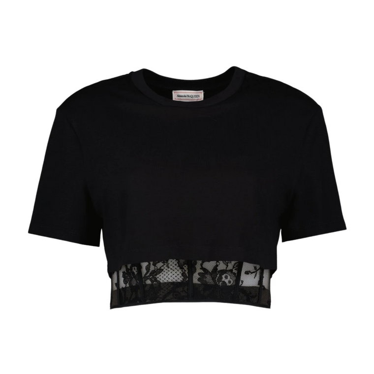 T-shirt z koronkowym sznurowaniem Alexander McQueen