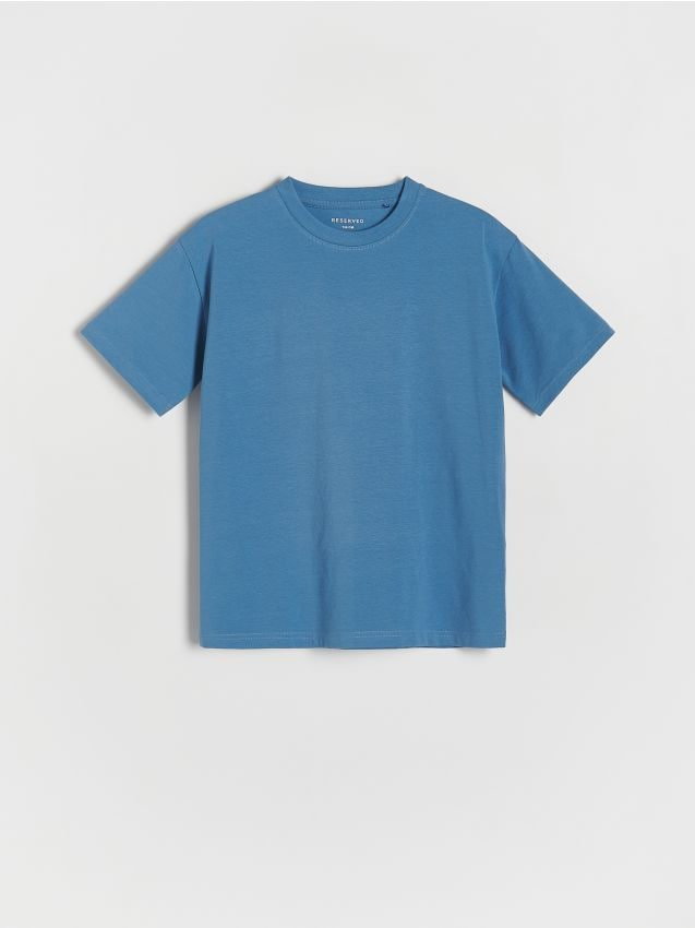 Reserved - Bawełniany t-shirt oversize - granatowy