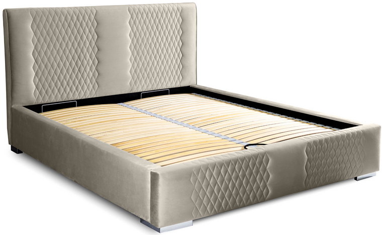 Podwójne łóżko tapicerowane z pikowanym zagłówkiem Keara 180x200 - 30 kolorów