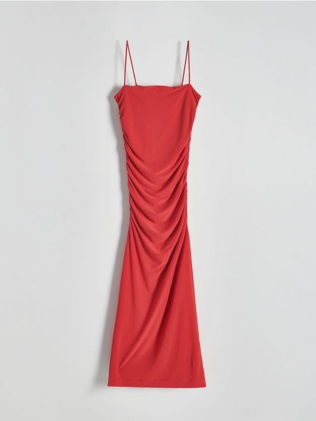 Reserved - Sukienka maxi z drapowaniem - czerwony