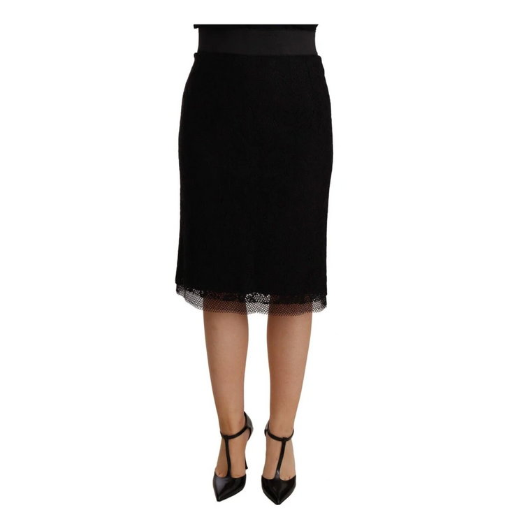 Black Lace High Waist Pencil Cut Skirt Dolce & Gabbana Pre-owned